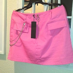 We Wore What NWT side chain sexy festival mini skirt. Light Denim 100% cotton